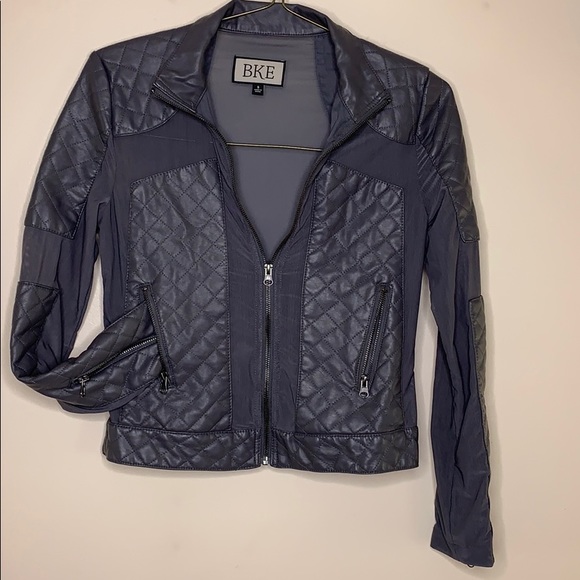 BKE Jackets & Blazers - BKE | Gray Zip Up Plush Detailed Moto Biker Jacket Trendy Fall Top With Pockets